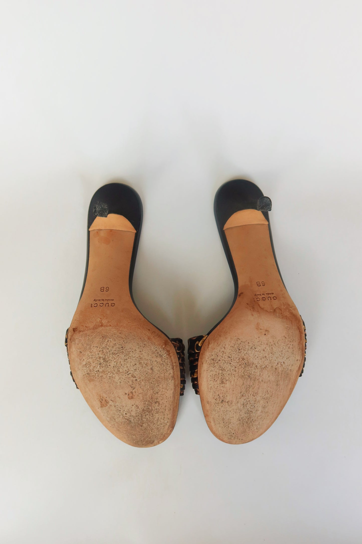 Gucci by Tom Ford — F/W 2002 Silk GG Monogram Braided Kitten Heel Mule