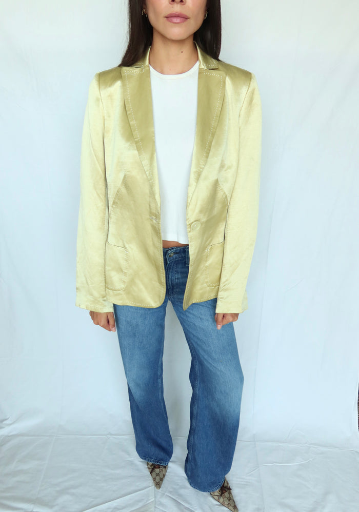 Vintage Gold Silk & Linen Blazer