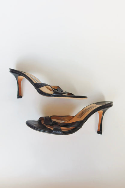 Jimmy Choo London — Black Leather Bow Knot Mule Heel