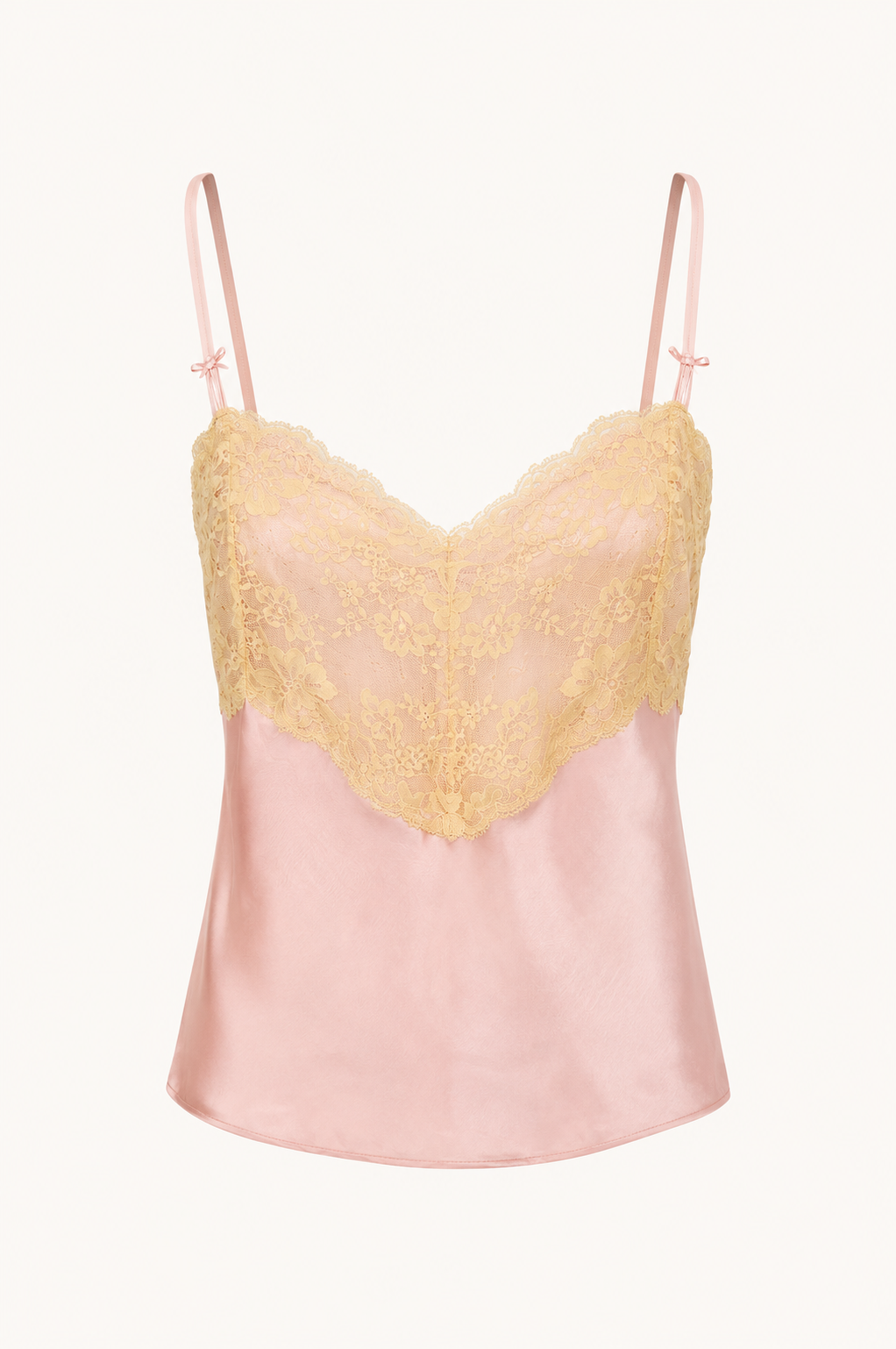 Vintage Pink Silk Lace-Trim Camisole