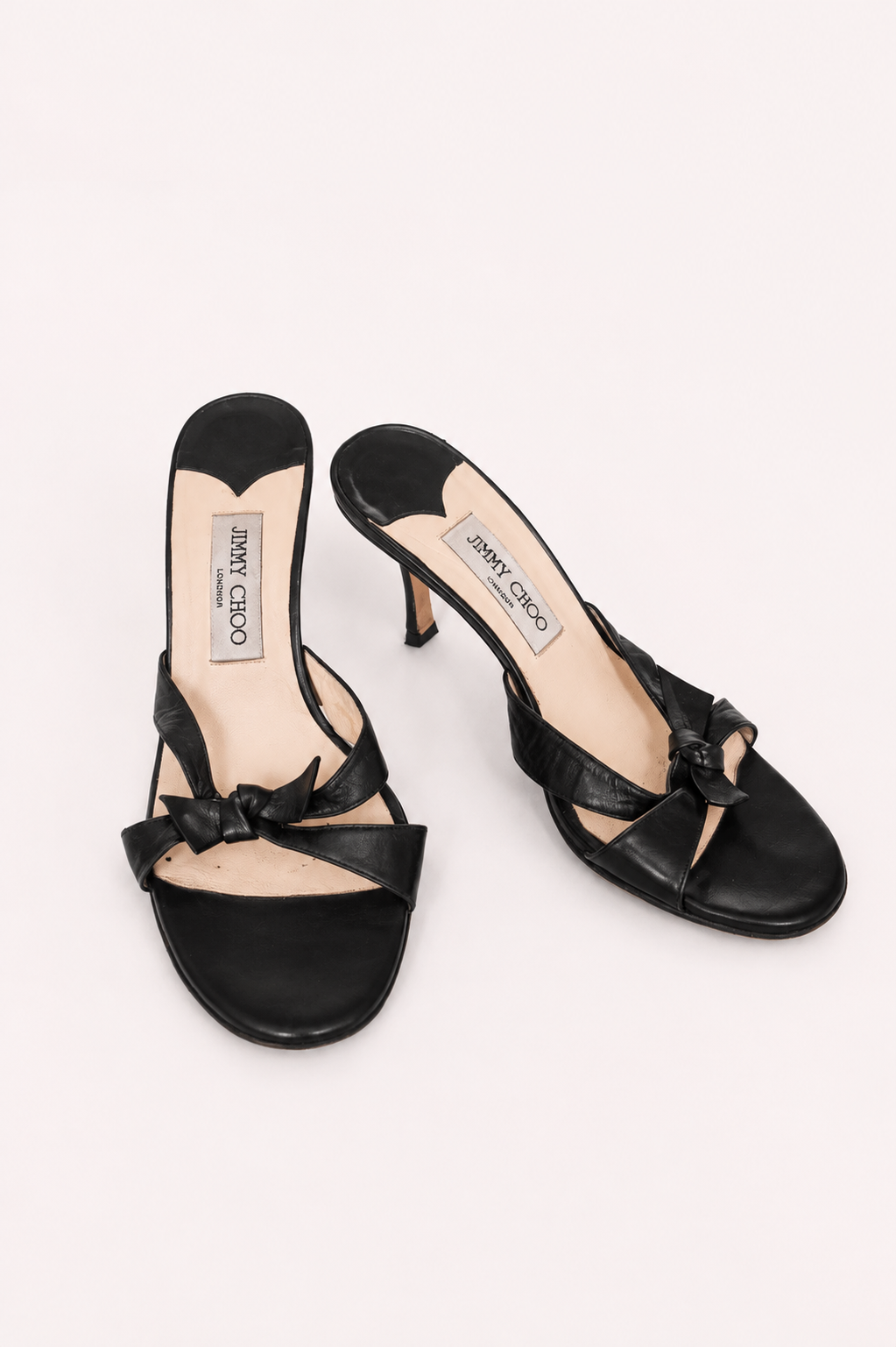 Jimmy Choo London — Black Leather Bow Knot Heel