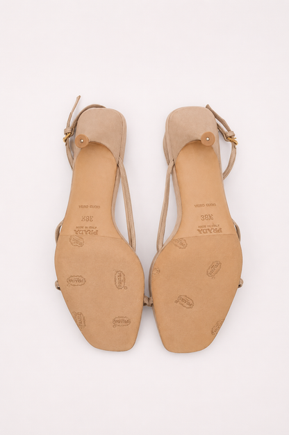 Prada — Vintage Champagne Satin Flower Slingback