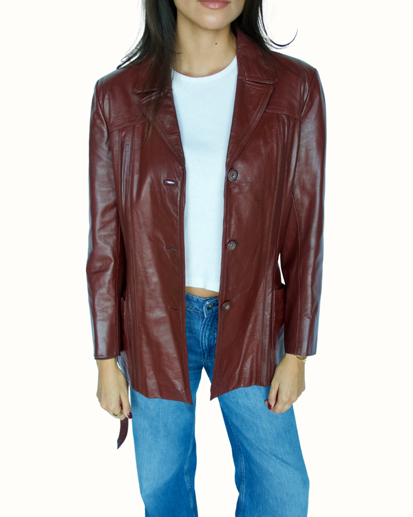 Vintage Burgundy Leather Jacket