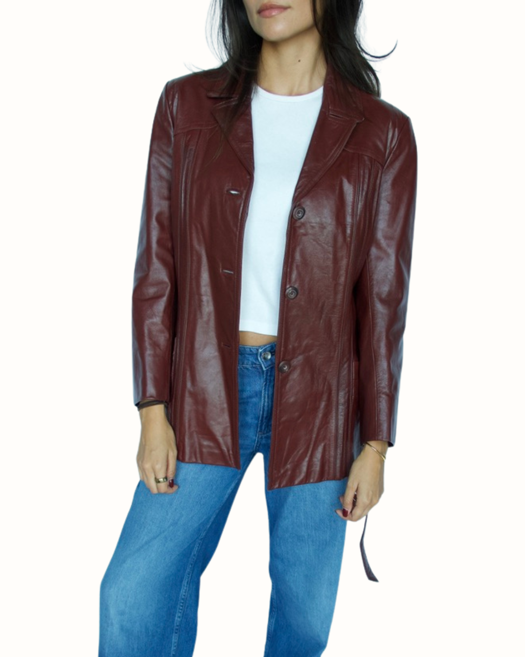 Vintage Burgundy Leather Jacket