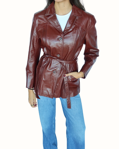 Vintage Burgundy Leather Jacket