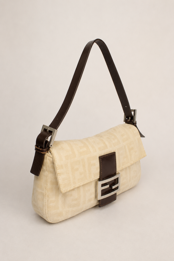 Fendi — Vintage Cream Canvas Baguette