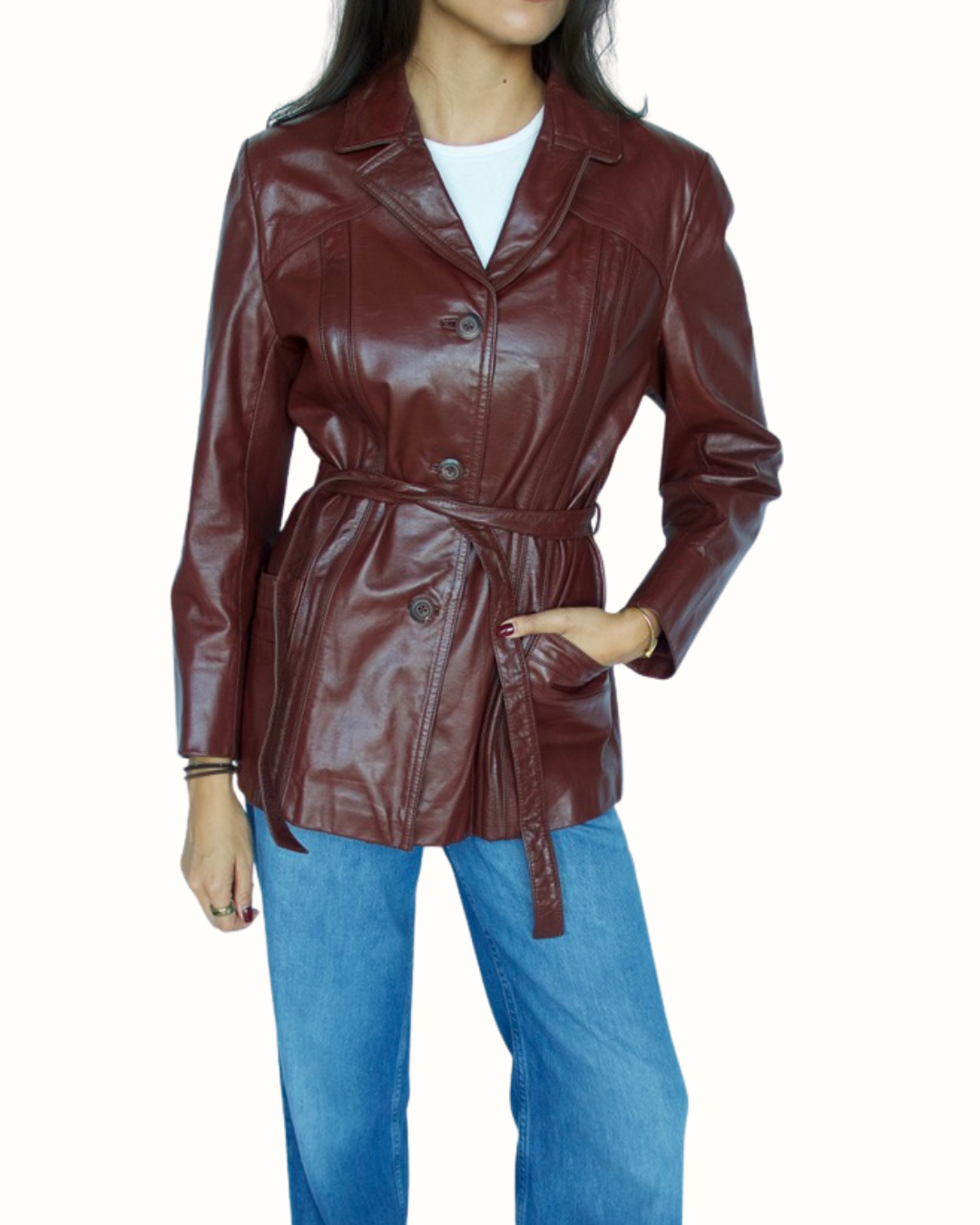 Vintage Burgundy Leather Jacket