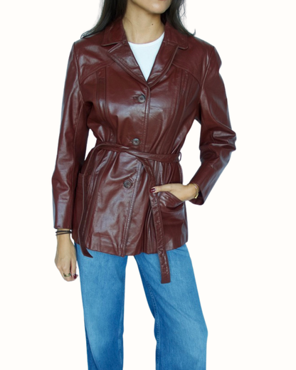 Vintage Burgundy Leather Jacket