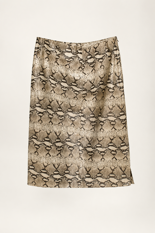Vintage Snake-Embossed Leather Pencil Skirt
