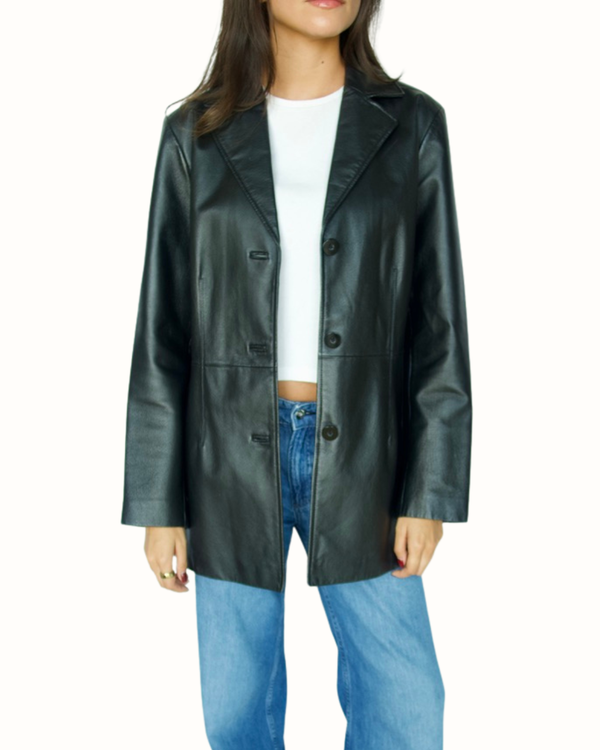 Vintage Long Leather Blazer