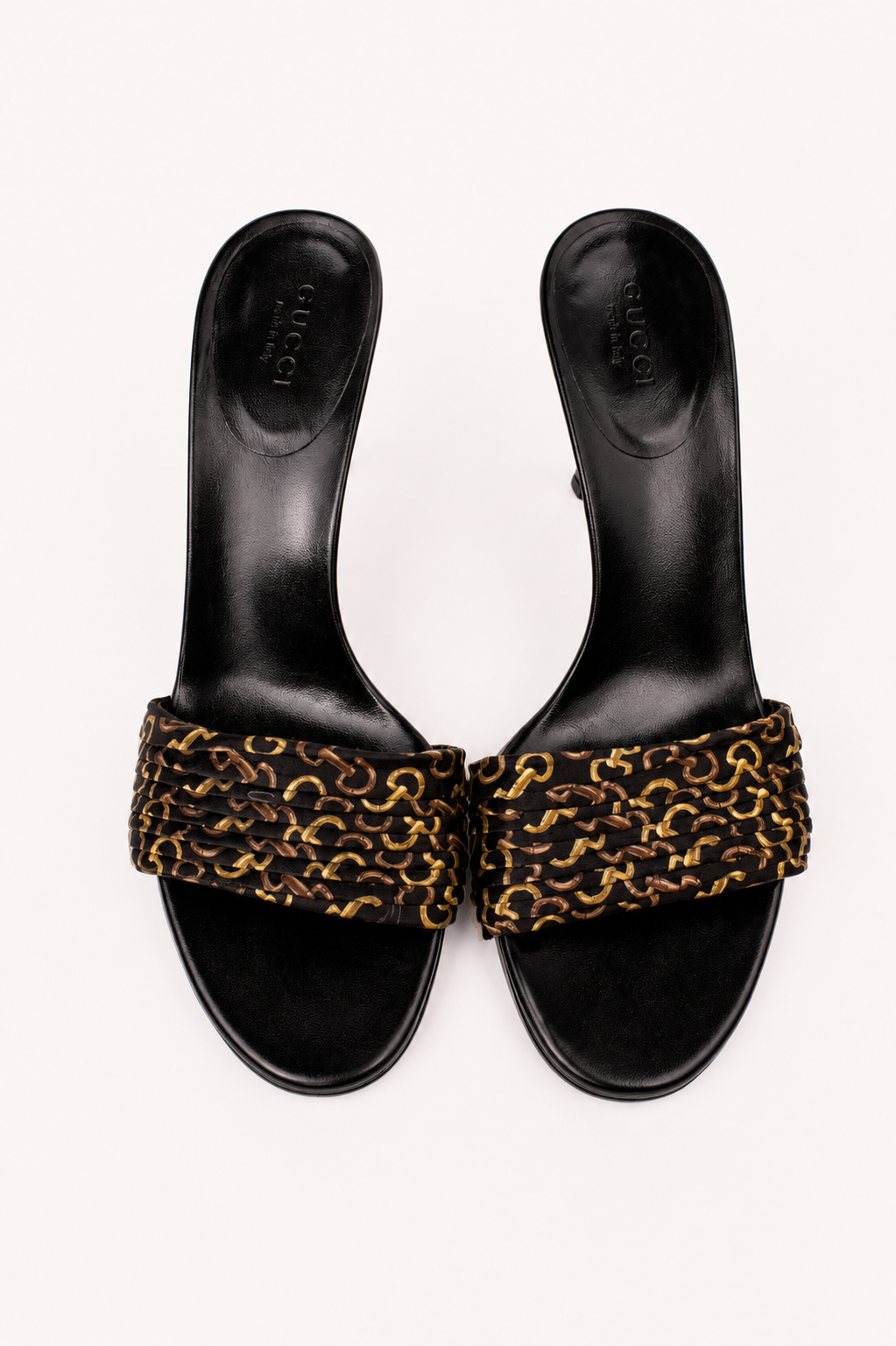 Gucci by Tom Ford — F/W 2002 Silk GG Monogram Braided Kitten Heel