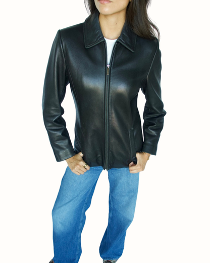 Vintage Leather Jacket, Burgundy Lining