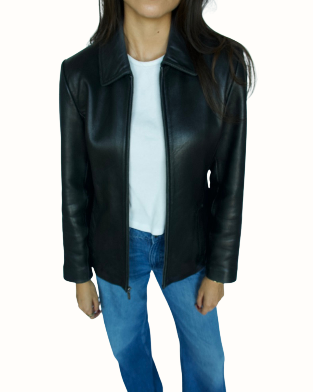 Vintage Leather Jacket, Burgundy Lining