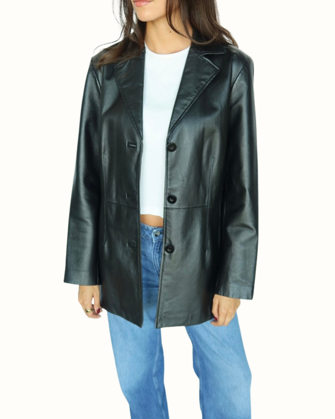 Vintage Long Leather Blazer
