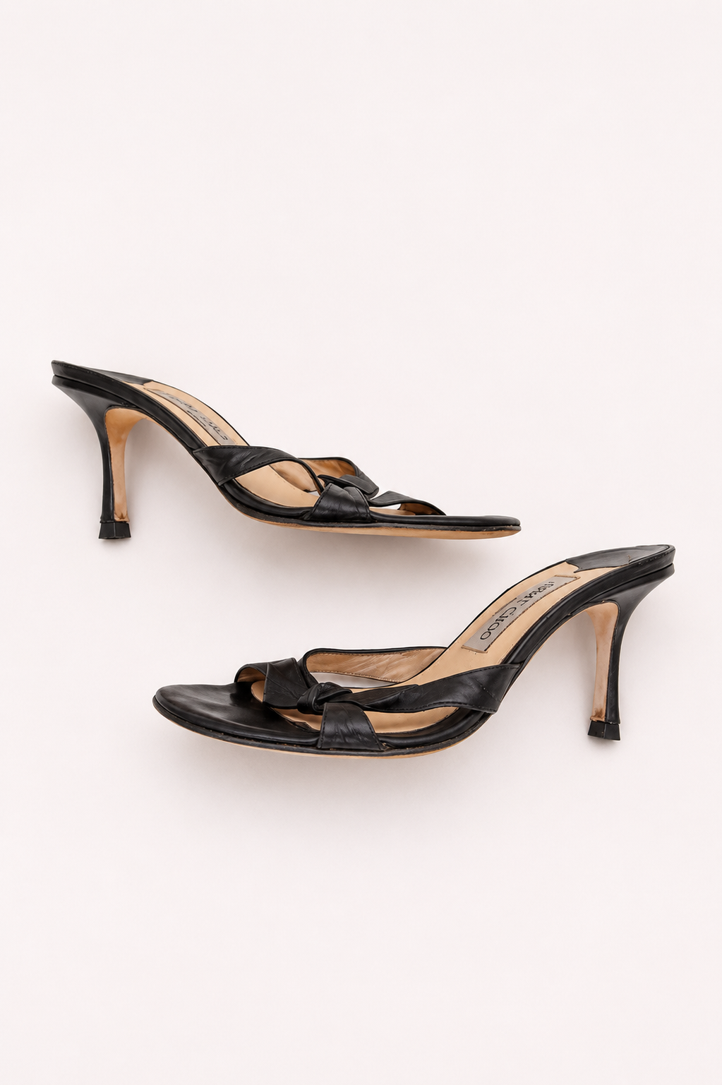 Jimmy Choo London — Black Leather Bow Knot Heel