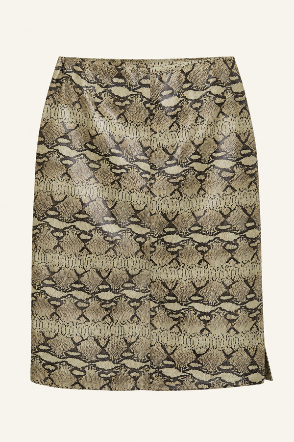 Vintage Snake-Embossed Leather Pencil Skirt