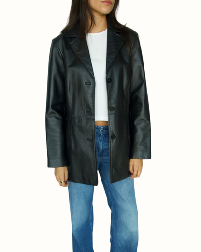 Vintage Long Leather Blazer
