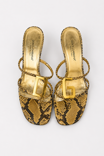 Dolce & Gabbana — Vintage Python DG Logo Kitten Heel