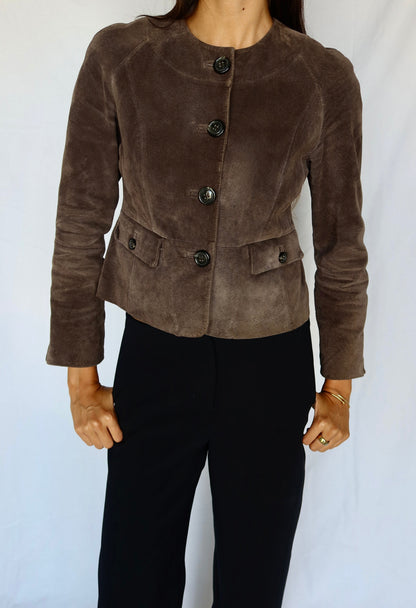 Vintage Brown Suede Cropped Blazer