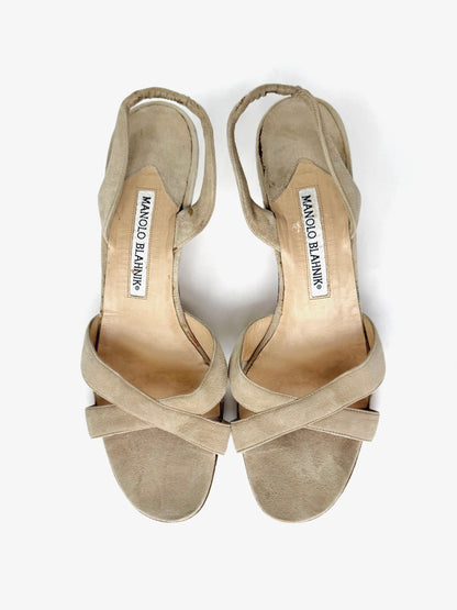 Sand Suede Crossover Slingback Sandal