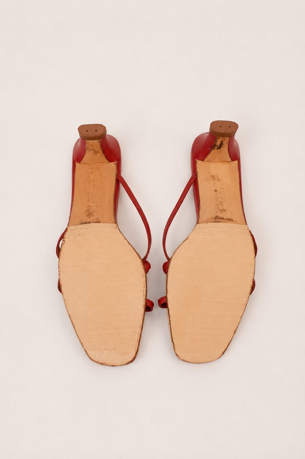Prada — Vintage Red Leather Flower Detail Kitten Heel Mule