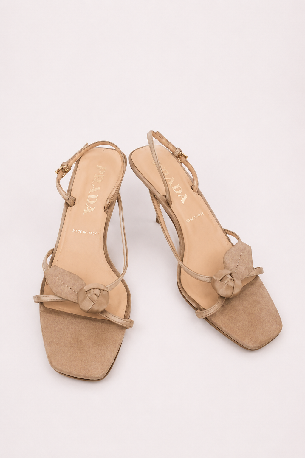 Prada — Vintage Champagne Satin Flower Slingback