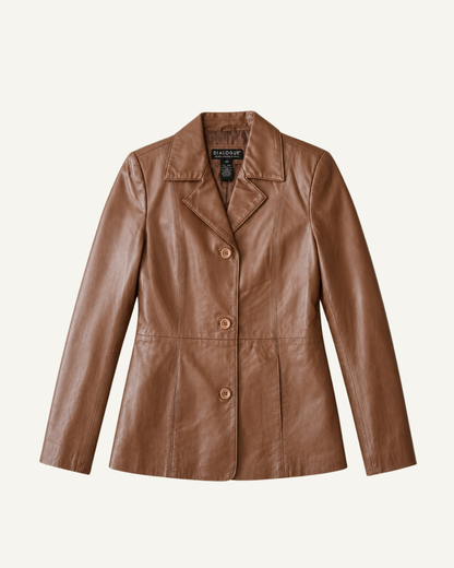 Vintage Cognac Leather Blazer