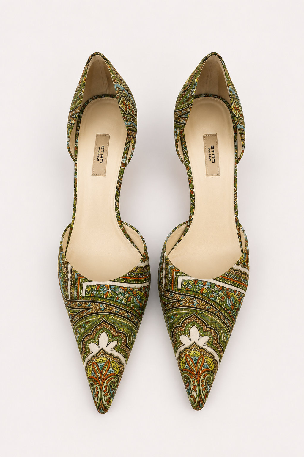 Prada — Vintage Multicolor Paisley Silk Pointed-Toe Pump