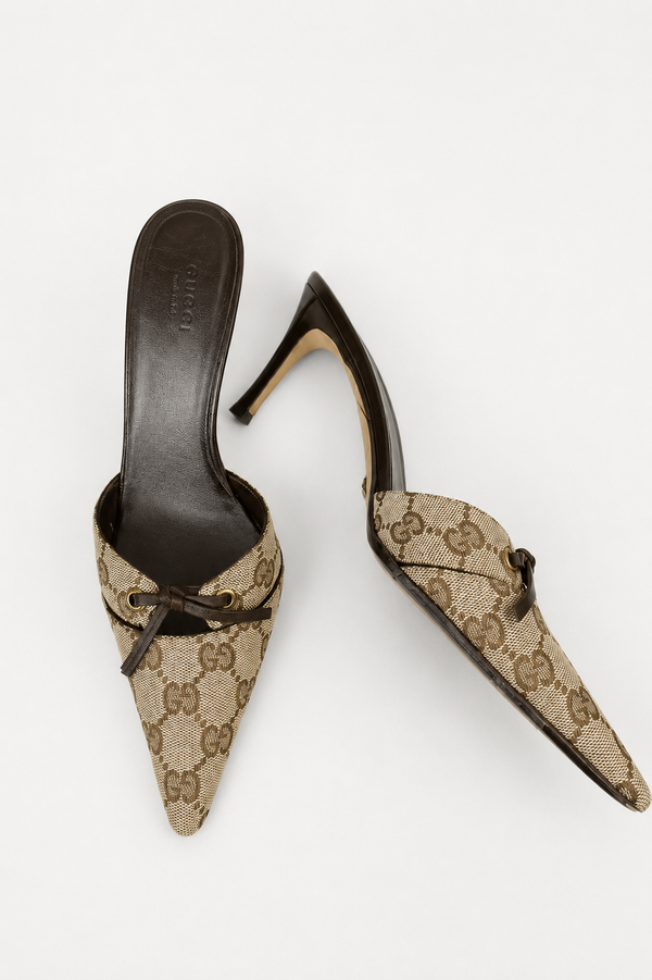 Gucci GG Canvas Bow Mule