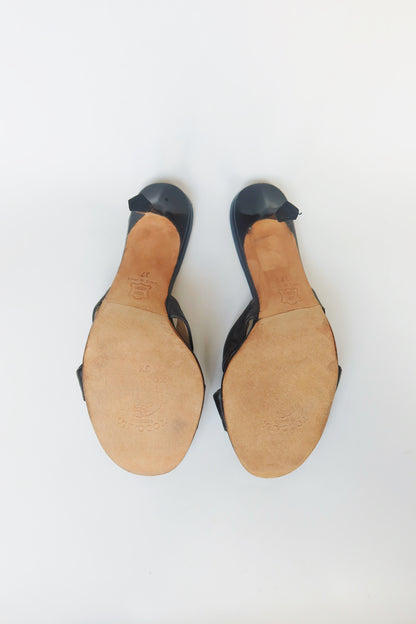 Jimmy Choo London — Black Leather Bow Knot Mule Heel