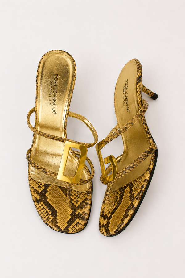 Dolce & Gabbana — Vintage Python DG Logo Kitten Heel