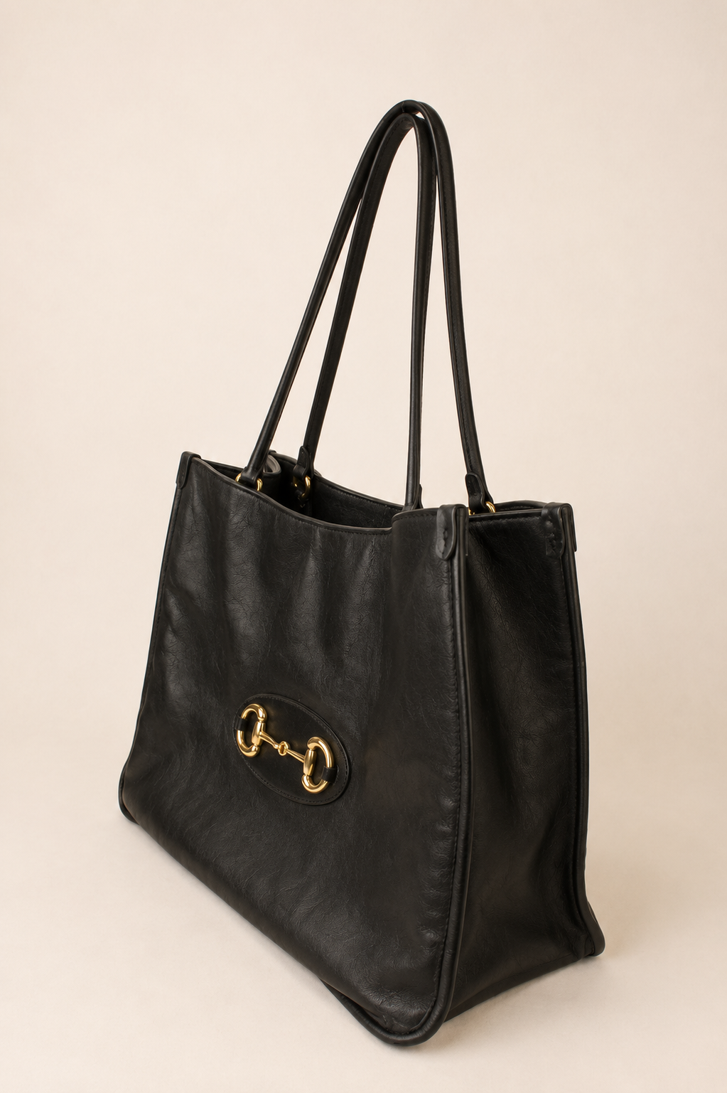 Gucci — Vintage Black Leather Horsebit Tote