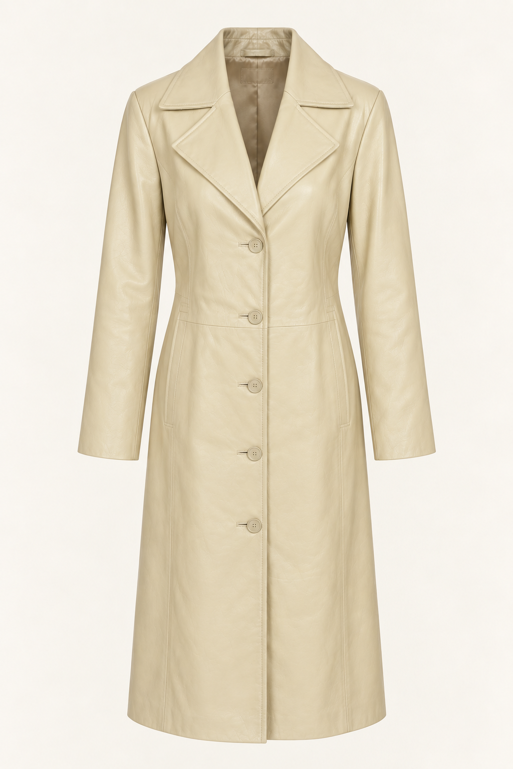 Vintage Khaki Leather Maxi Coat