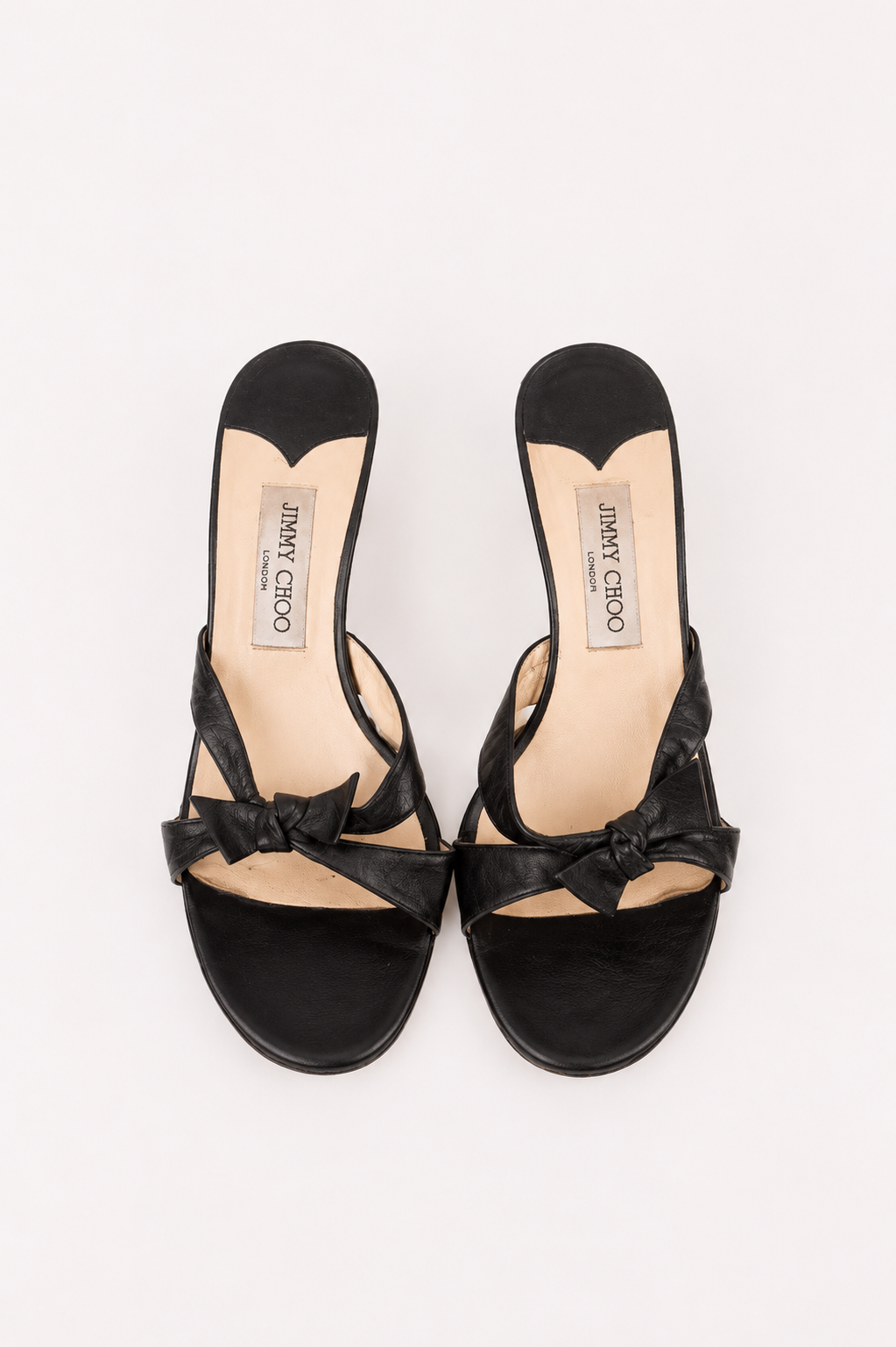 Jimmy Choo London — Black Leather Bow Knot Heel