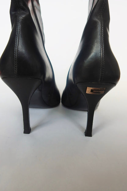 Gucci — Black Leather Square-Toe Ankle Boot