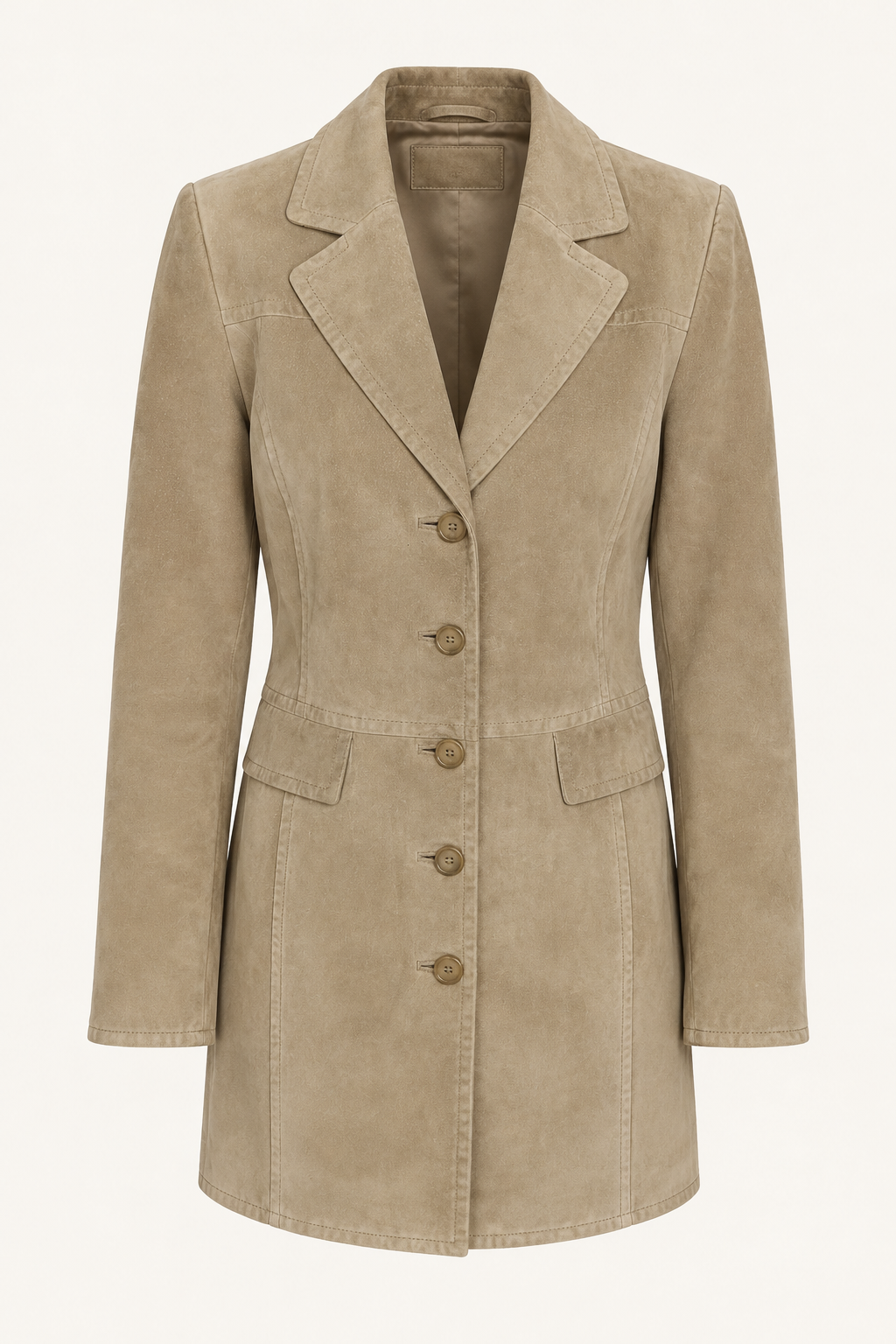 Vintage Sand Leather Longline Coat