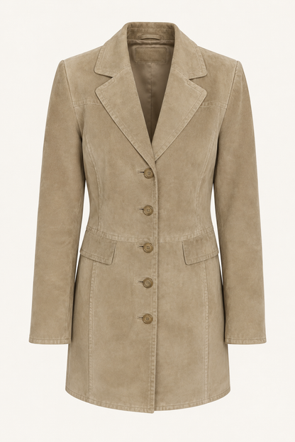 Vintage Sand Leather Longline Coat