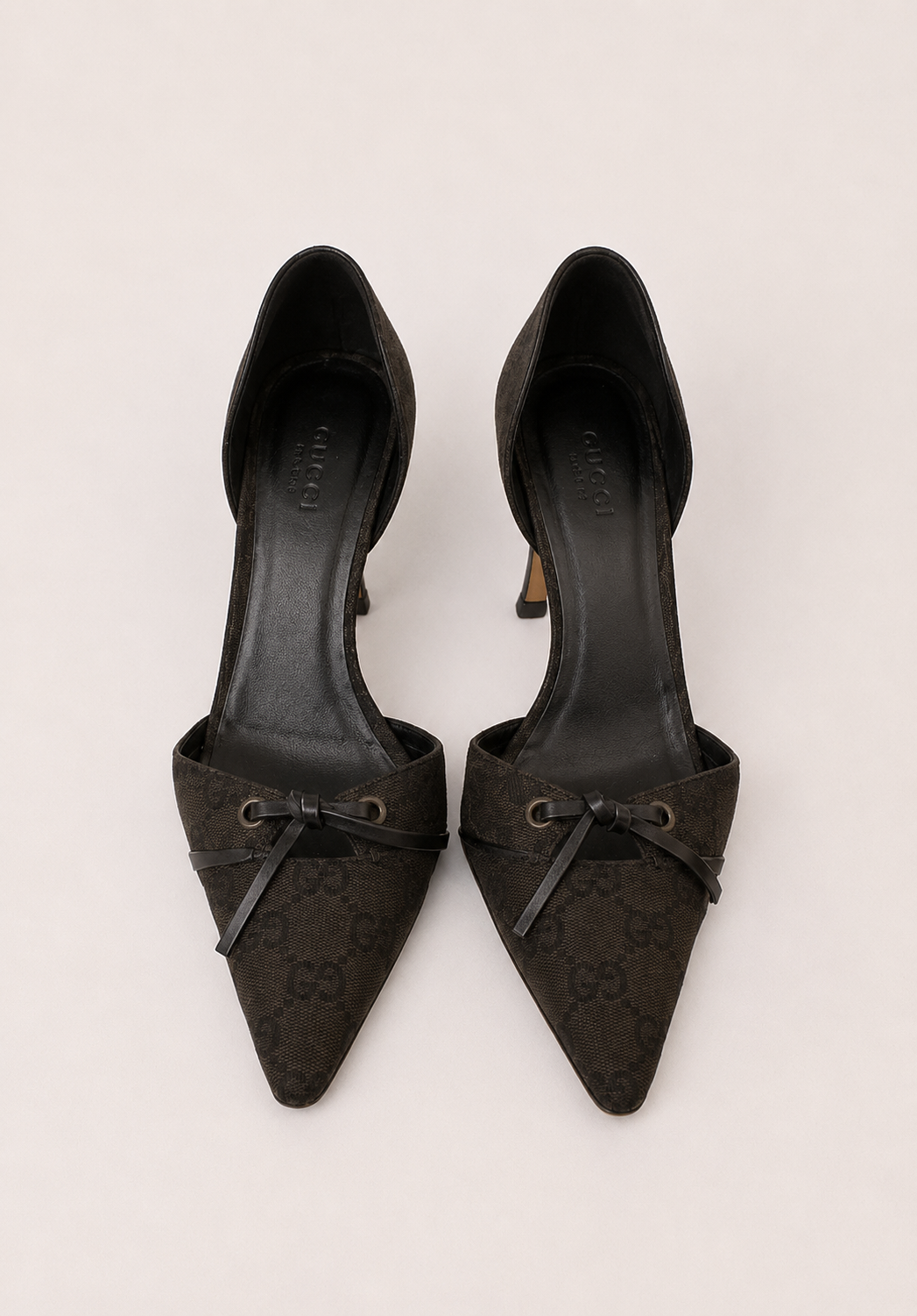 Gucci — Vintage Black GG Monogram Canvas D'Orsay Pump