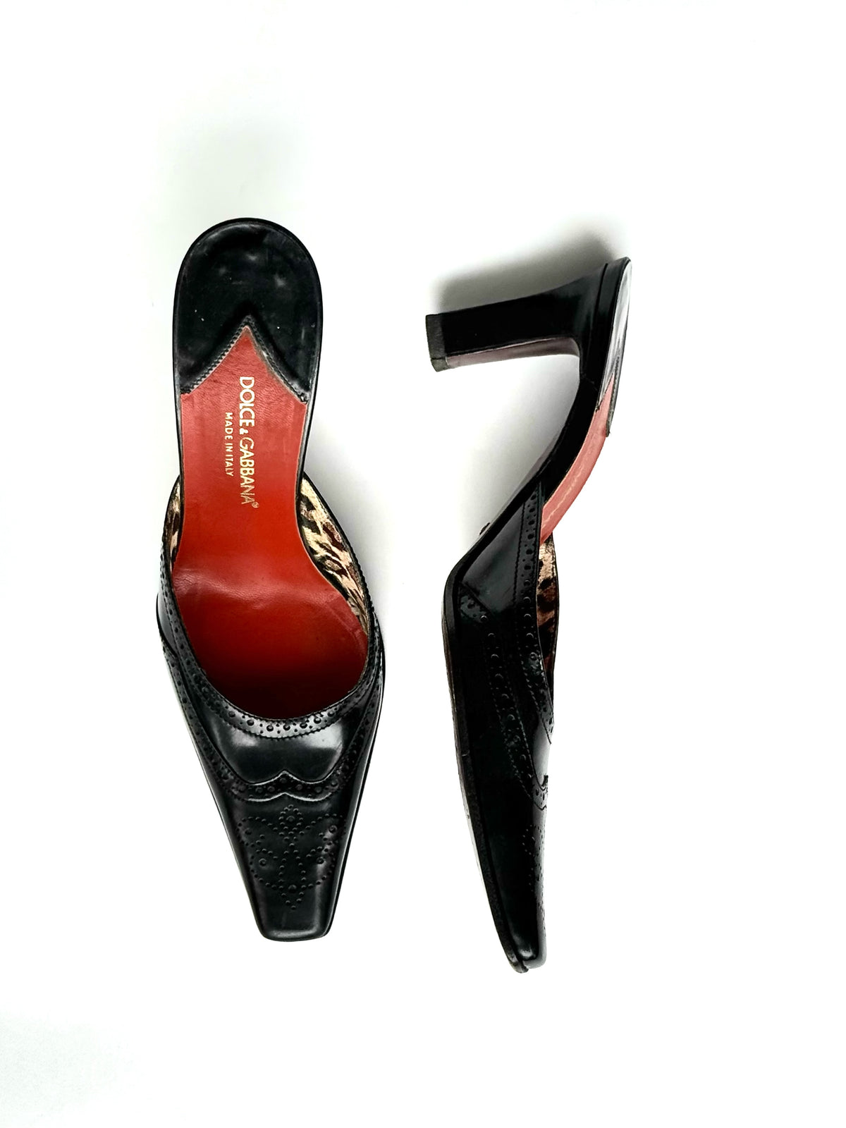 Dolce & Gabbana — Vintage Black Leather Brogue Mule