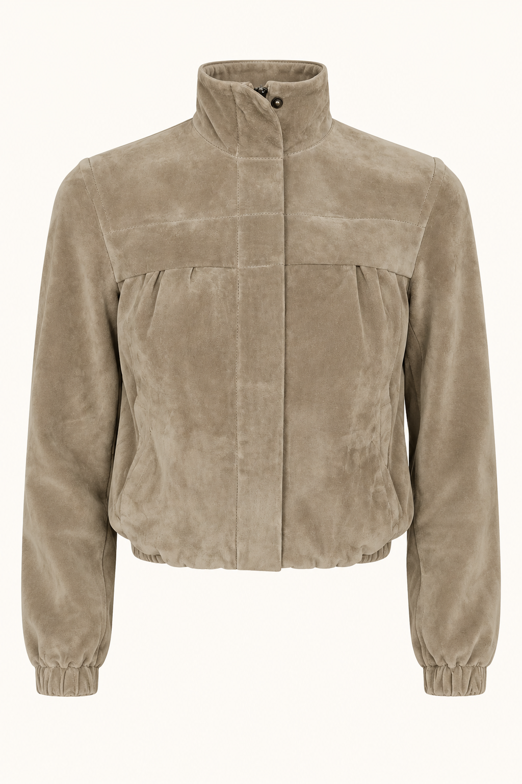 Vintage Taupe Suede Bomber Jacket