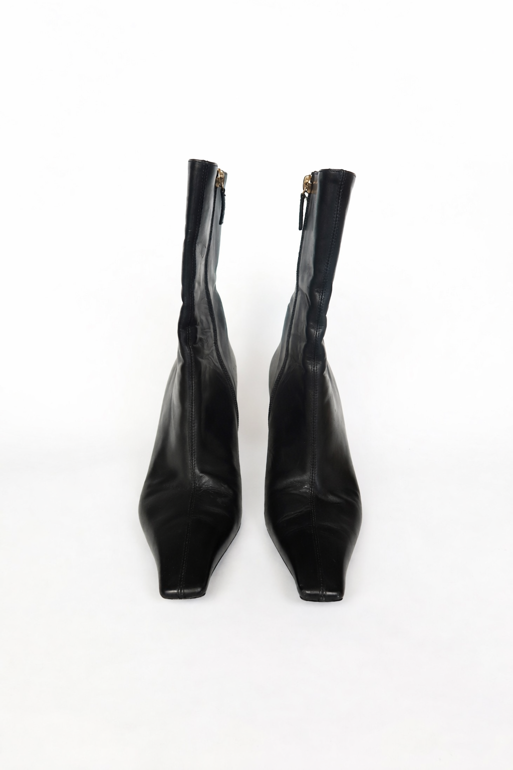 Gucci — Black Leather Square-Toe Ankle Boot