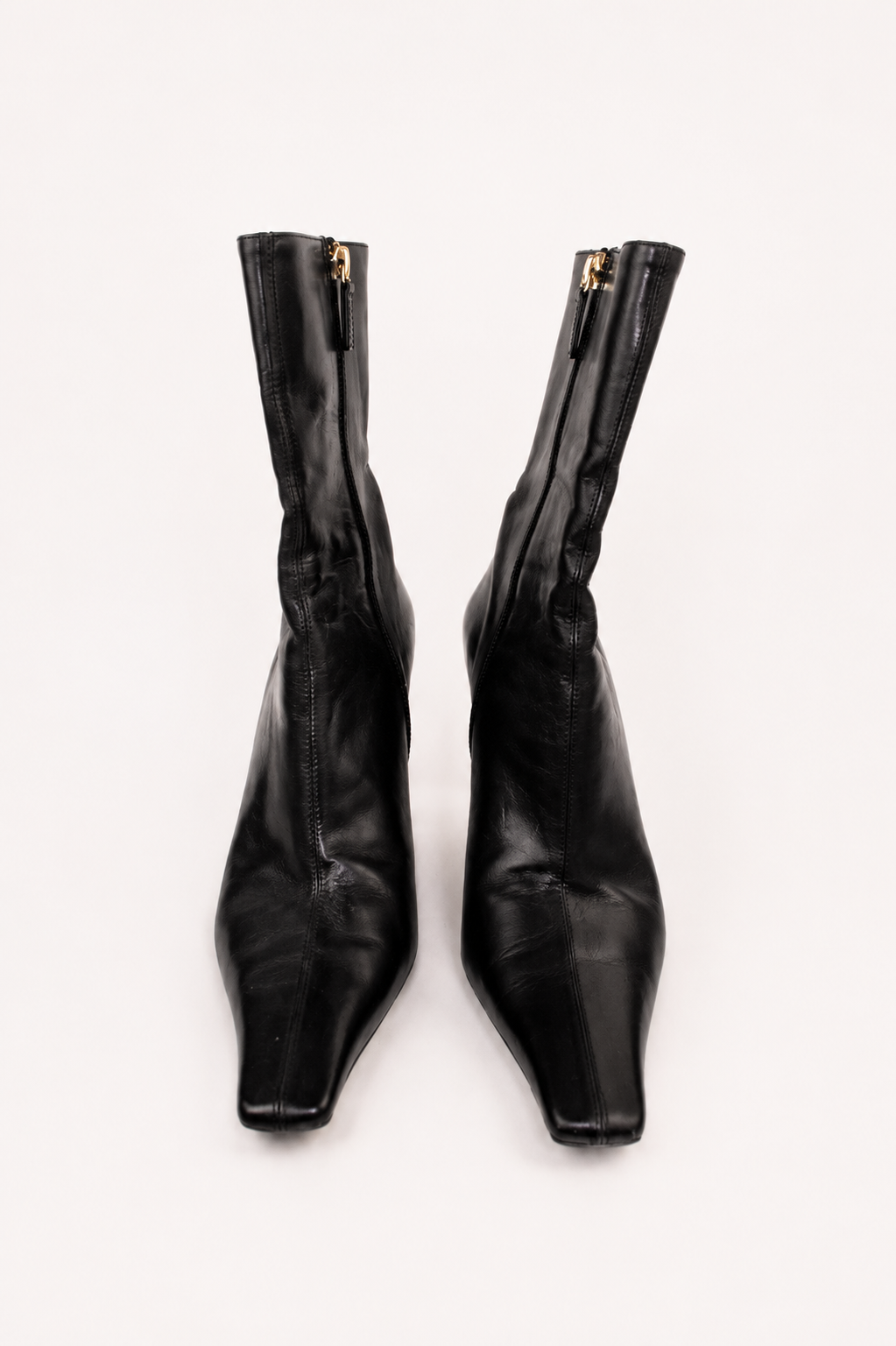 Gucci — Black Leather Square-Toe Ankle Boot