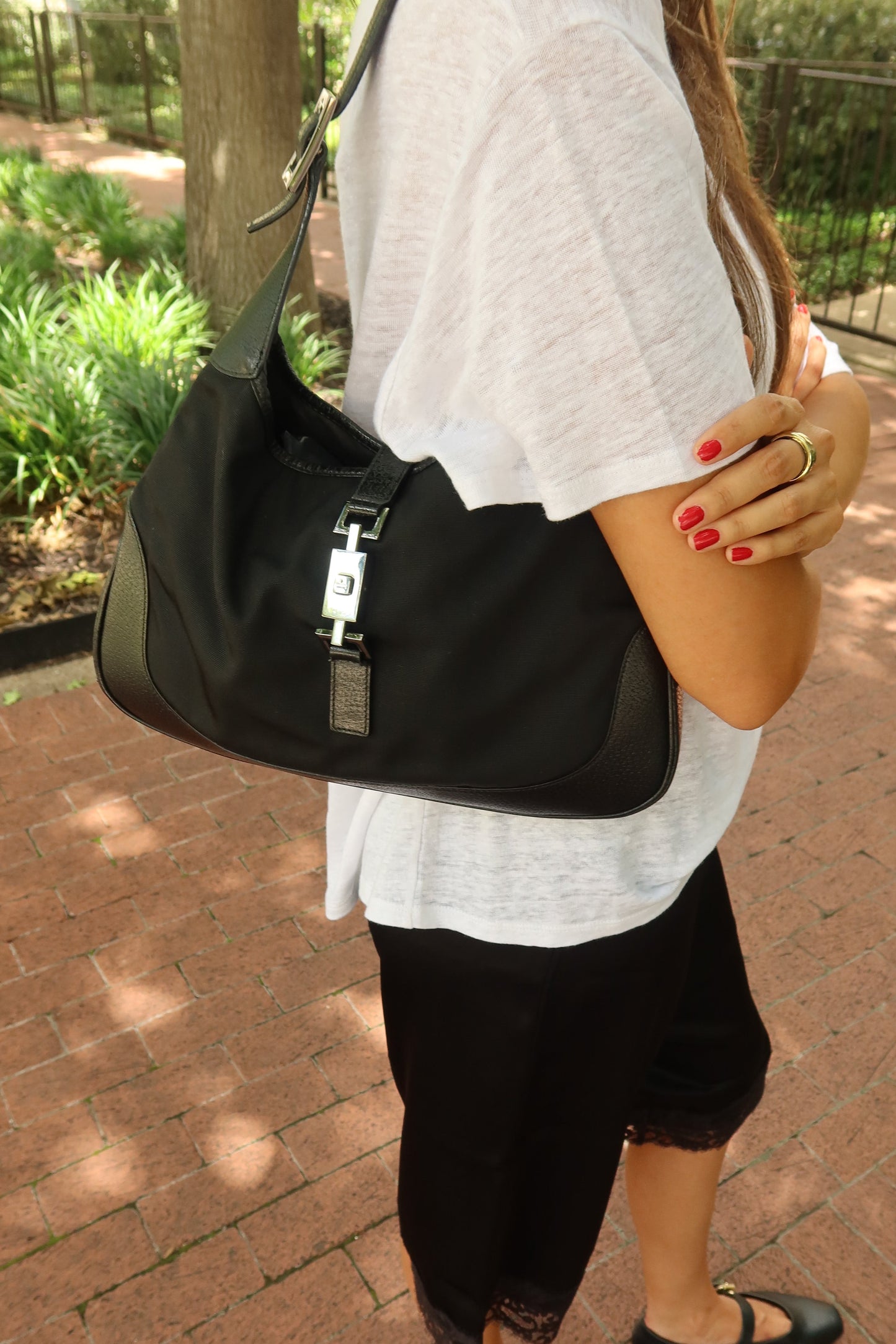 Gucci — Vintage Black Nylon Jackie Shoulder Bag
