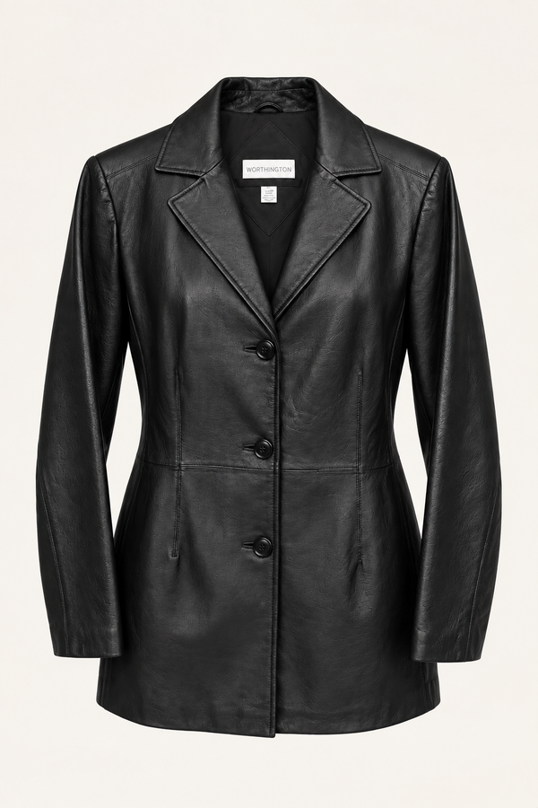 Vintage Long Leather Blazer