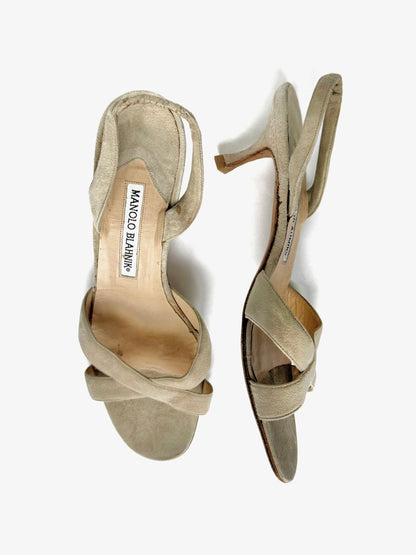 Sand Suede Crossover Slingback Sandal