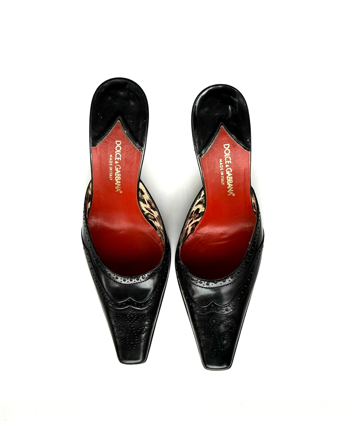 Dolce & Gabbana — Vintage Black Leather Brogue Mule