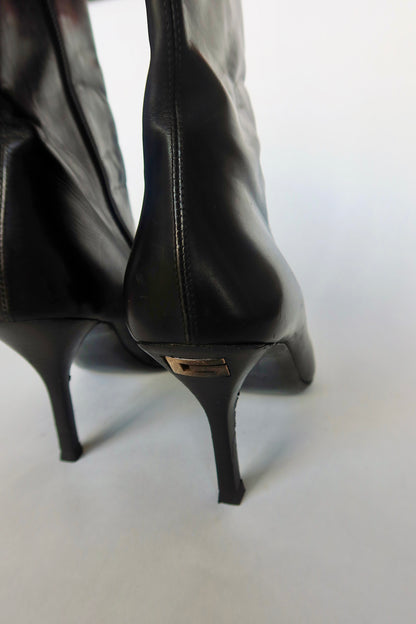 Gucci — Black Leather Square-Toe Ankle Boot