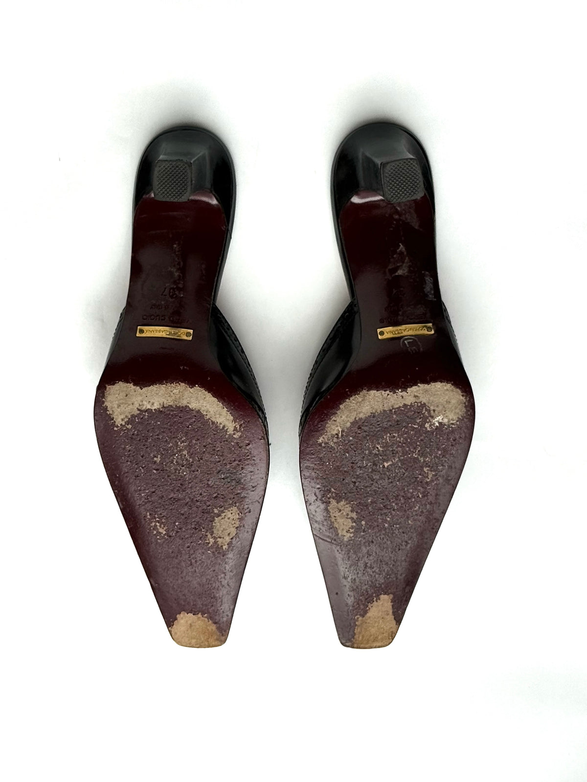 Dolce & Gabbana — Vintage Black Leather Brogue Mule
