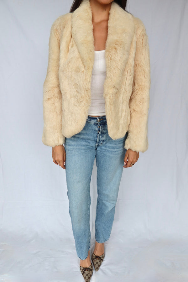 Cream Rabbit Fur Jacket