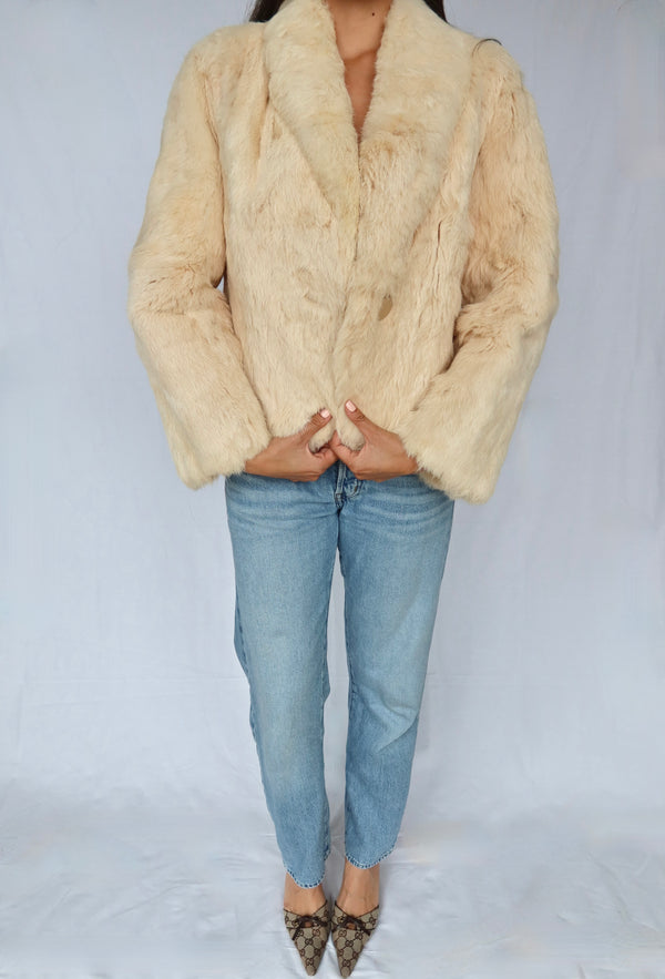 Cream Rabbit Fur Jacket